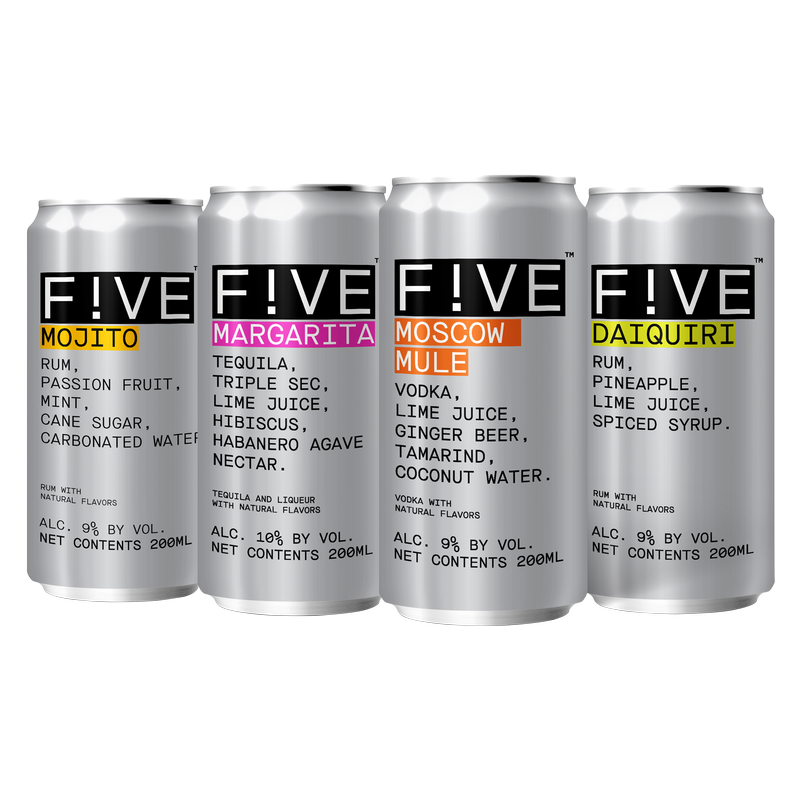 FIVE Drinks Cocktail Variety 8pk 200ml Can 910 ABV Alcohol fast