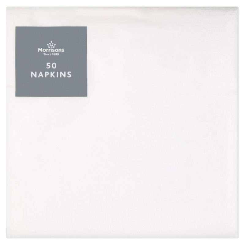 Morrisons White Napkins, 33cm, 2 ply, 50pcs