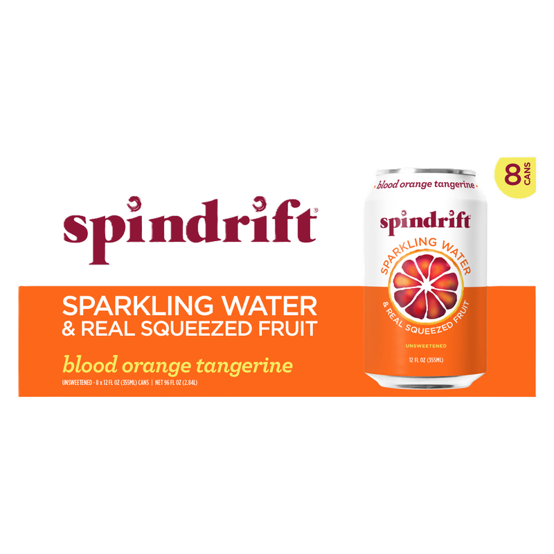 Spindrift Blood Orange Tangerine Sparkling Water 8pk 12oz Can