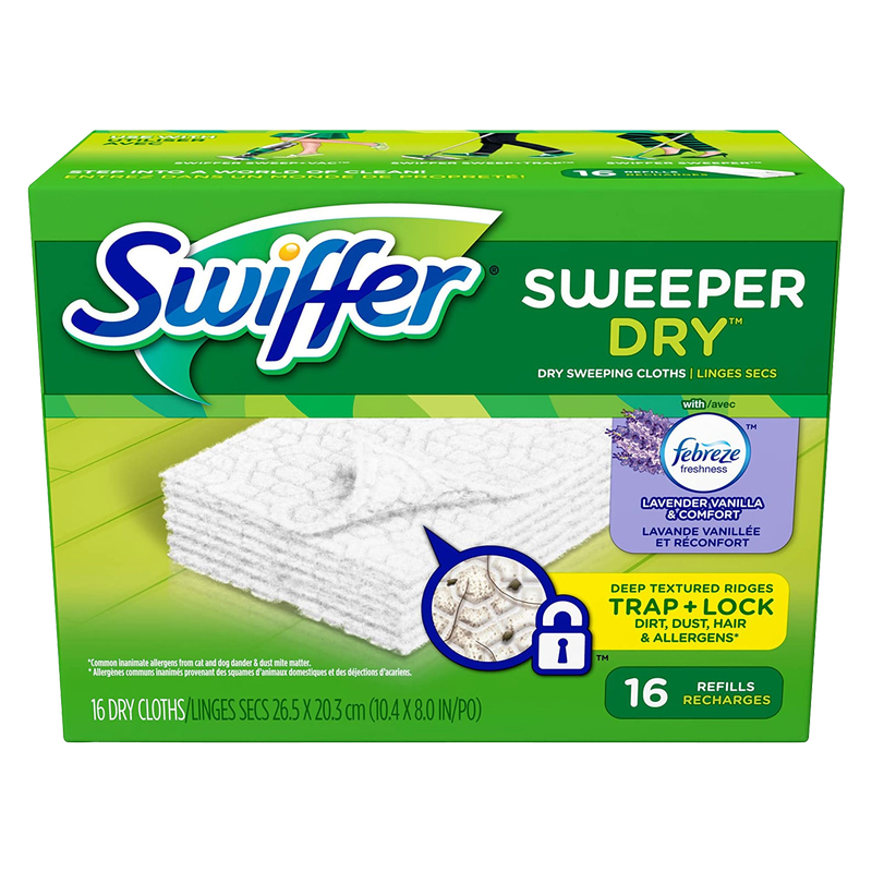 Swiffer Sweeper Febreze Lavender Scent Dry Sweeping Pad Refills 16ct