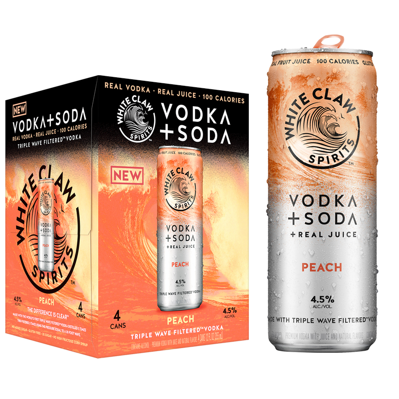White Claw Hard Seltzer Vodka + Soda Peach 4pk 12oz Can 4.5% ABV