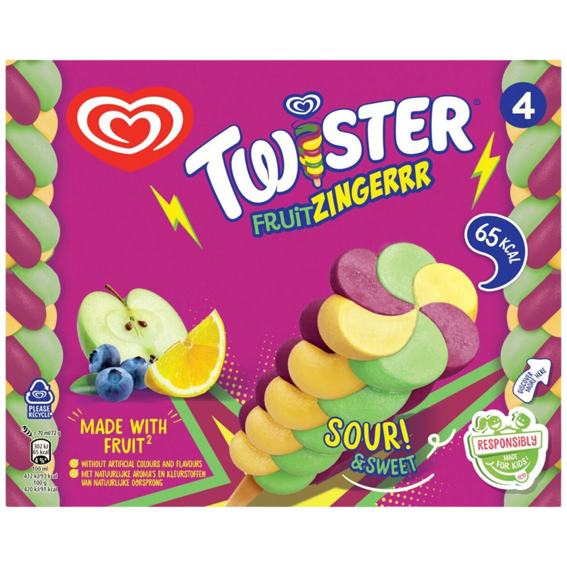 Twister Zinger Ice Lollies, 4 x 70ml