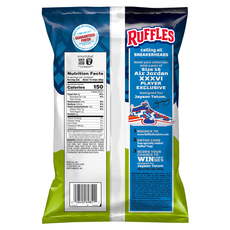 Ruffles Spicy Dill Pickle Potato Chips 8oz Snacks fast delivery by