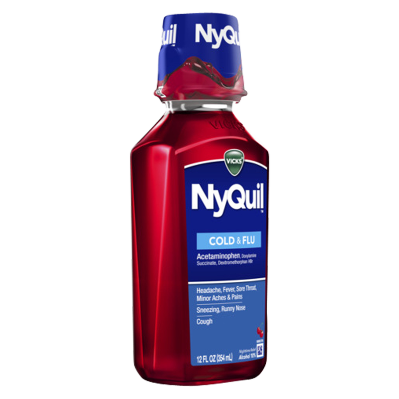 Vicks NyQuil Cold & Flu Nighttime Relief Cherry Liquid 12oz
