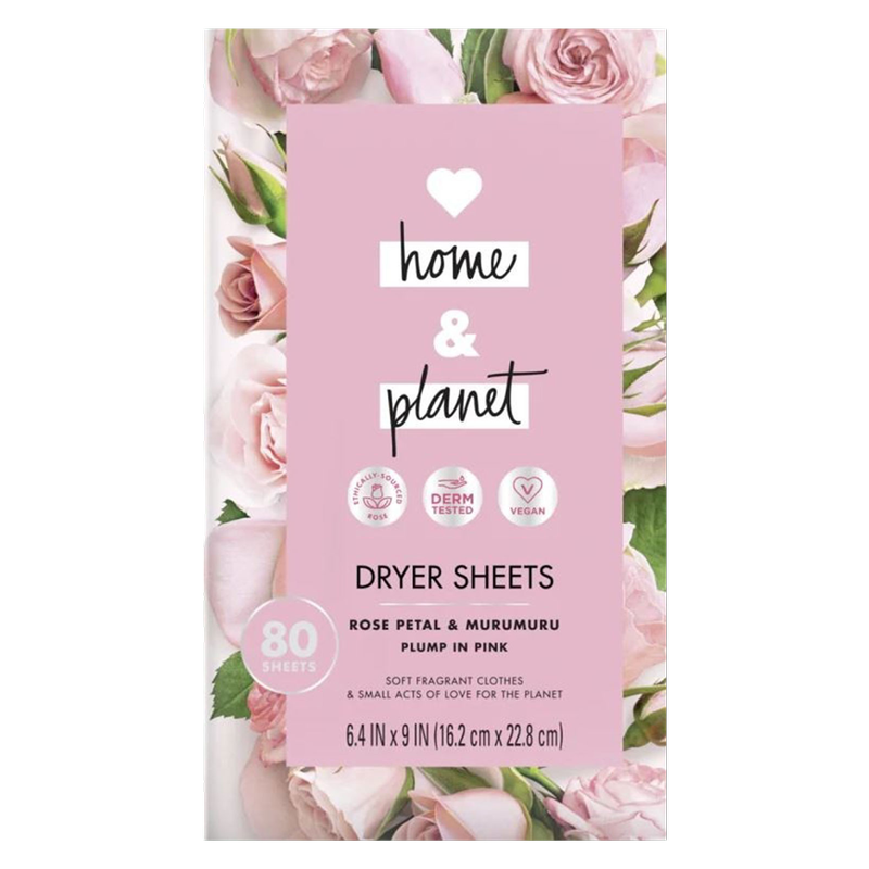 Love Home and Planet Rose Petal & Murumuru Dryer Sheets 80ct