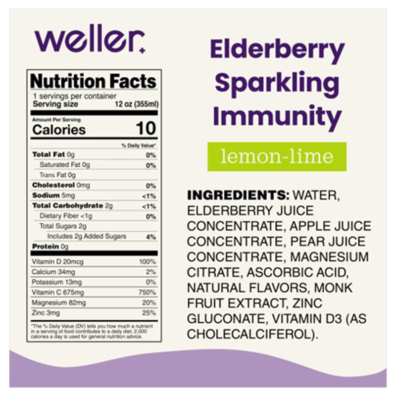 Wellers Elderberry Lemon-Lime Sparkling Immunity 12oz Can
