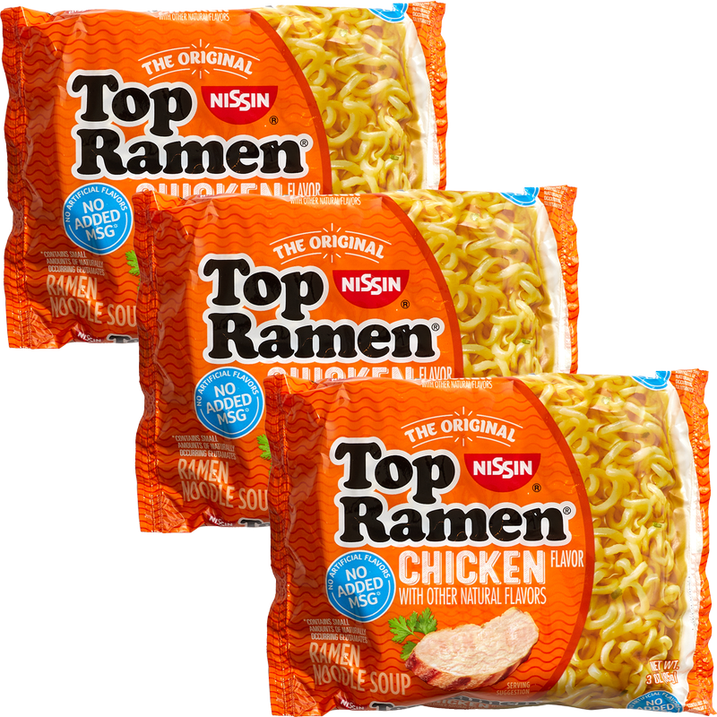 3ct Nissin Top Ramen Chicken Flavor Ramen Noodle soup 3oz