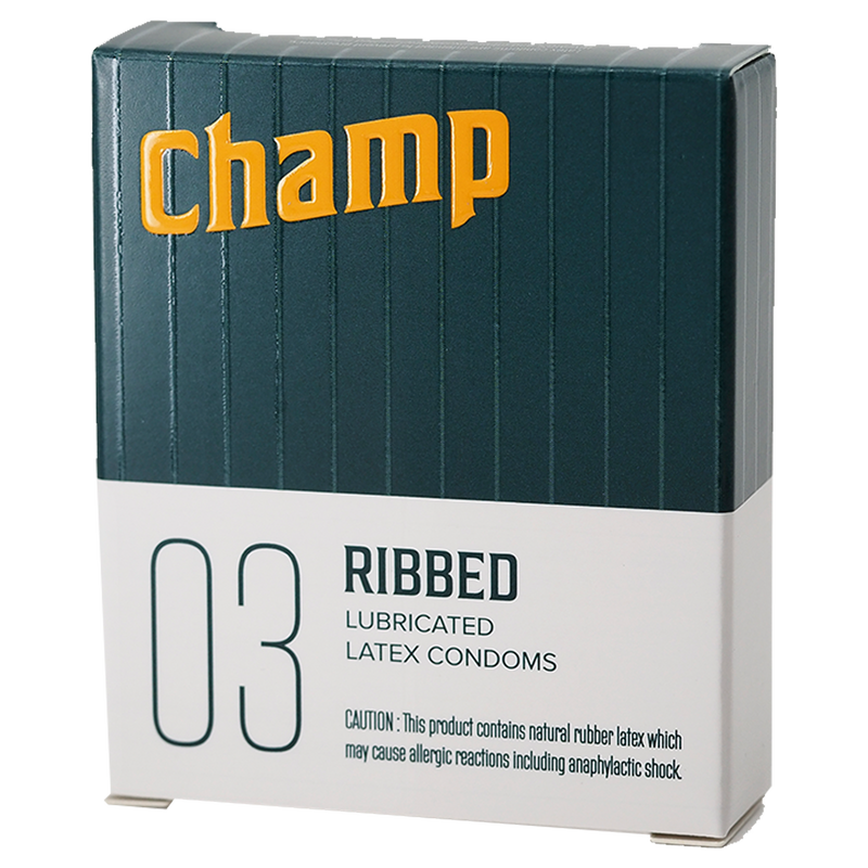 Champ Ribbed Condoms 3ct