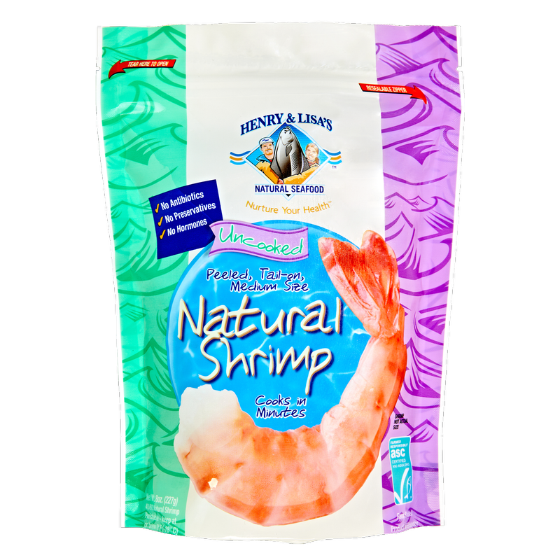 Henry & Lisa's Frozen Natural Uncooked Peeled Tail-on Shrimp 8oz