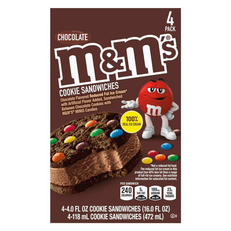 M&M's Chocolate Ice Cream Cookie Sandwiches, 4 ct - City Market