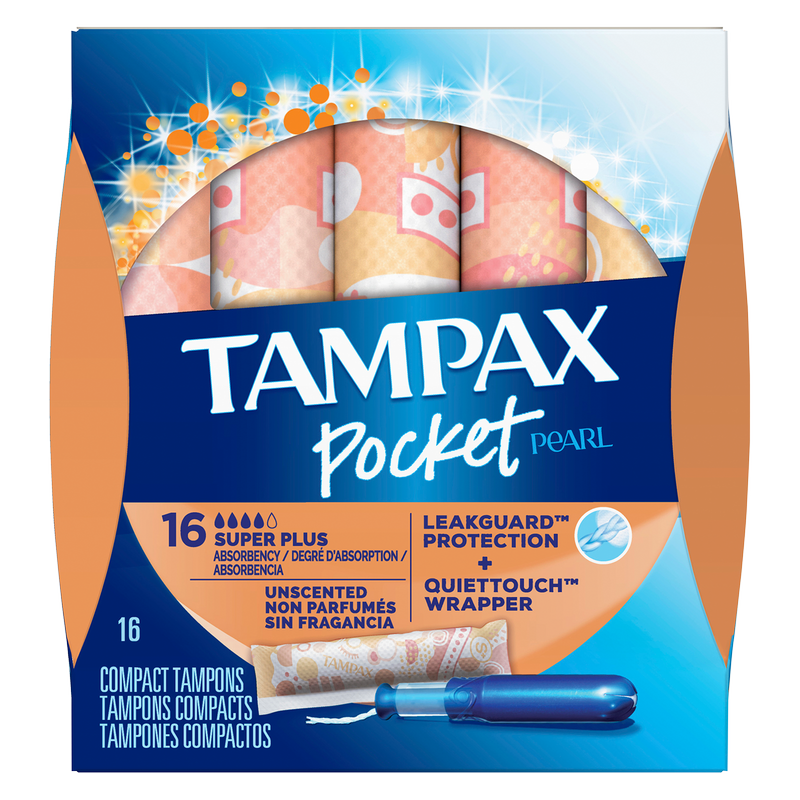 Tampax Pocket Pearl Unscented Super Plus 16ct