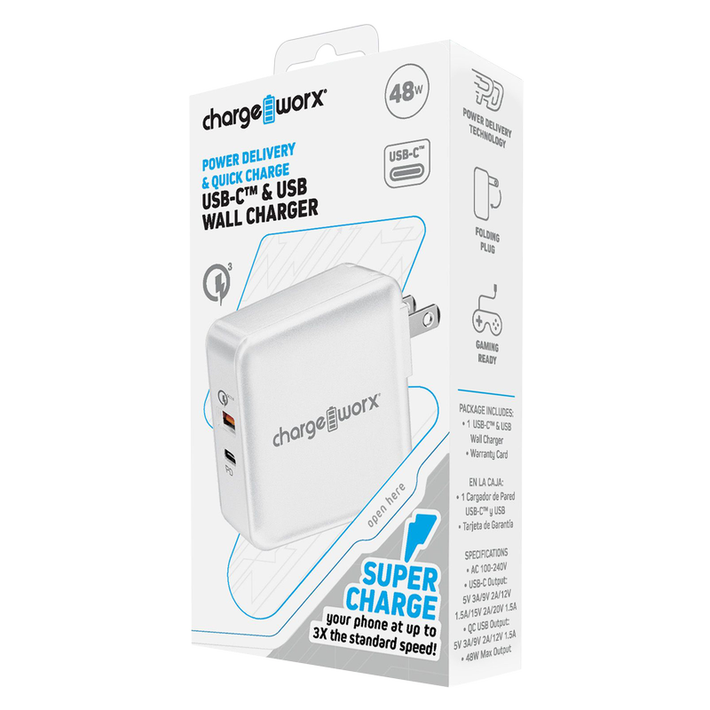 Chargeworx USB-C & USB PD Wall Charger for MacBook White