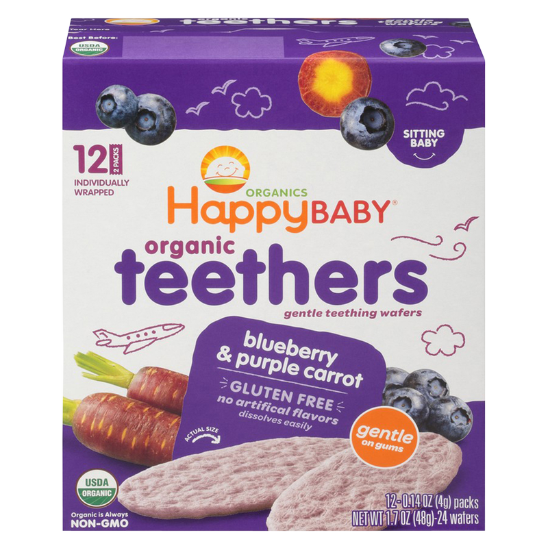 Happy Baby Organic Blueberry & Purple Carrot Gentle Teethers 12ct