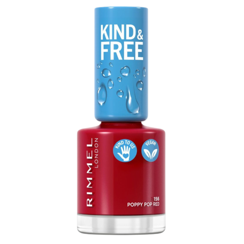 Rimmel Kind & Free Clean Nail Polish Poppy Pop Red, 1pcs