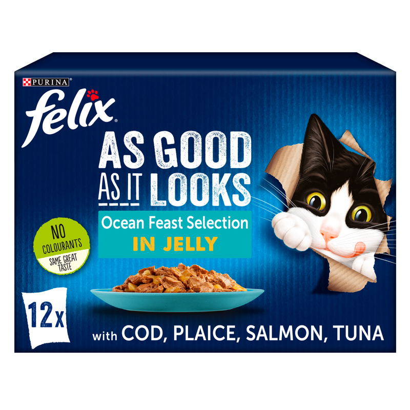 Felix As Good As It Looks Adult Cat Food Ocean Feast in Jelly, 12 x 100g