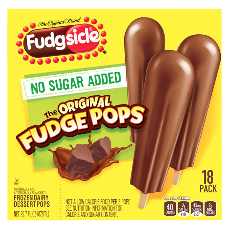 Popsicle Original Fudgsicle No Sugar Added Fudge Pops 18ct