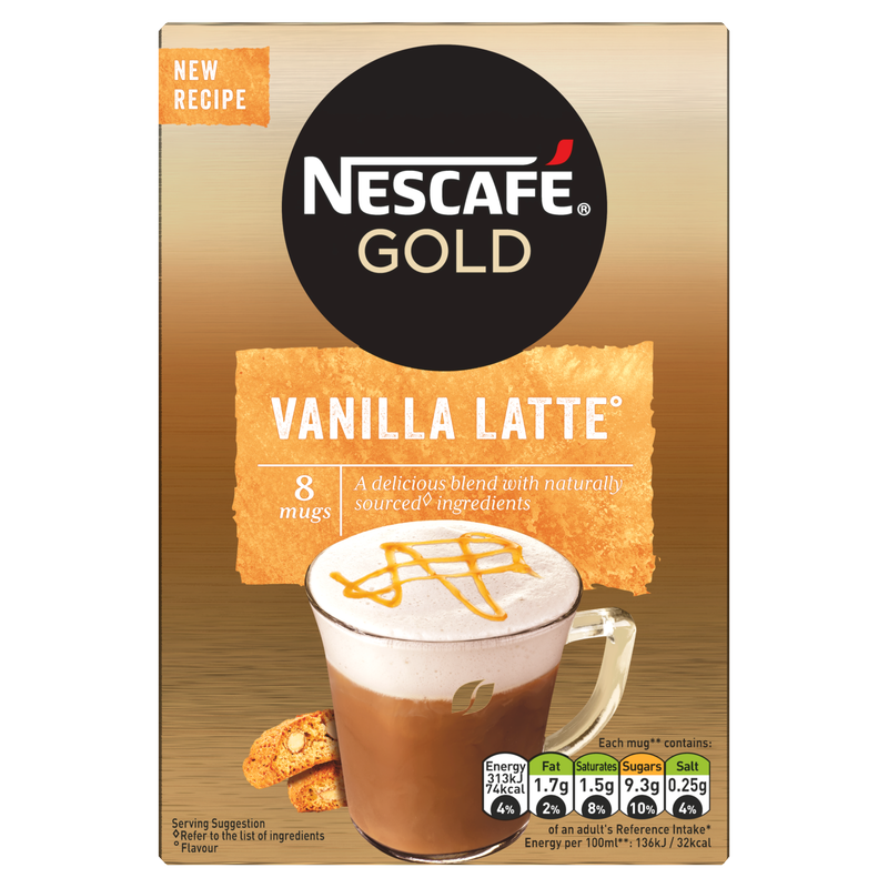 Nescafe Gold Vanilla Latte 8 Sachets, 148g