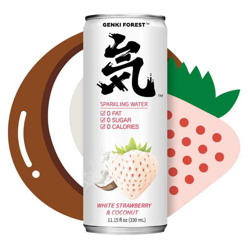 Genki Forest White Strawberry & Coconut Sparkling Water 11.15oz Can