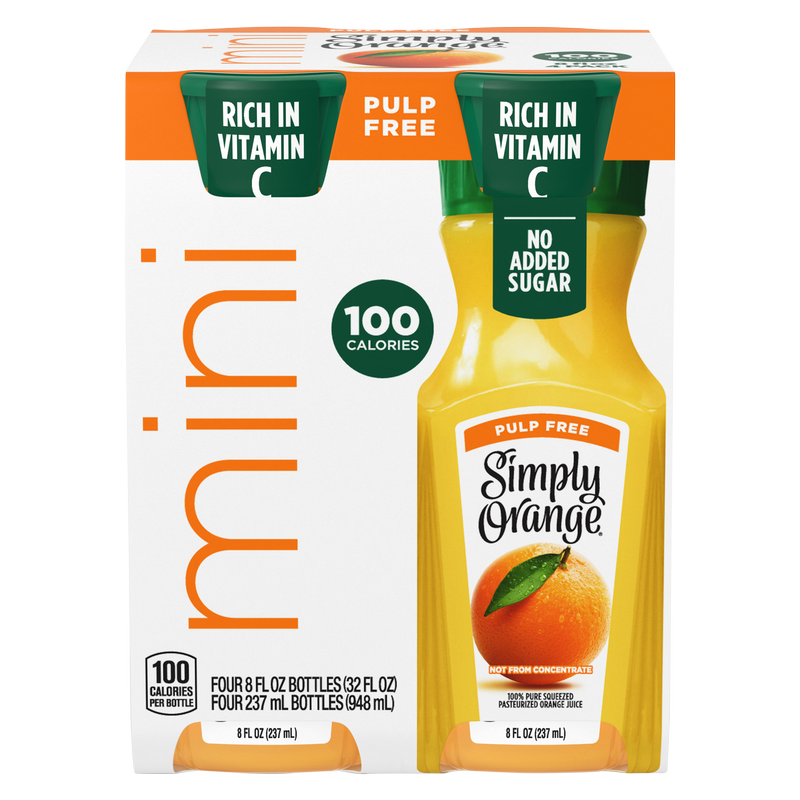 Simply Orange Juice Mini 8oz 4pk
