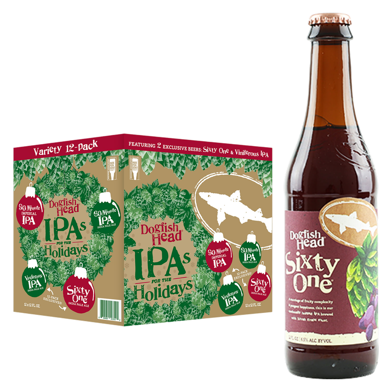 Dogfish Head Holiday IPA Variety 12 Pack 12 oz Bottles