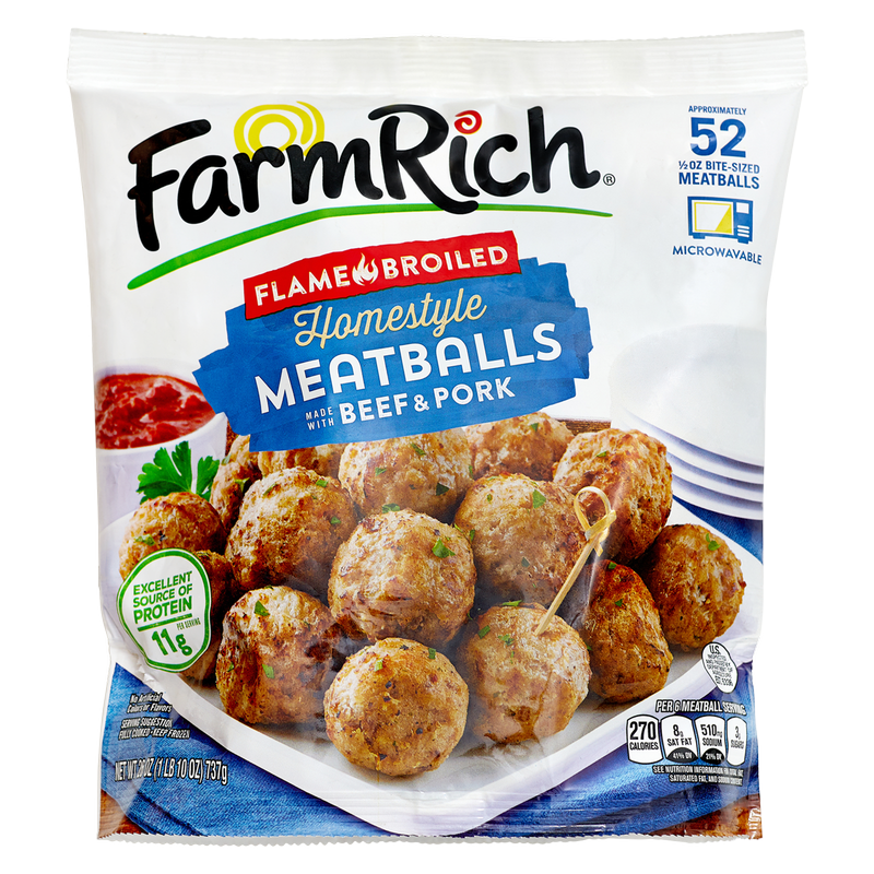 Farm Rich Frozen Homestyle Pork & Beef Meatballs 26oz