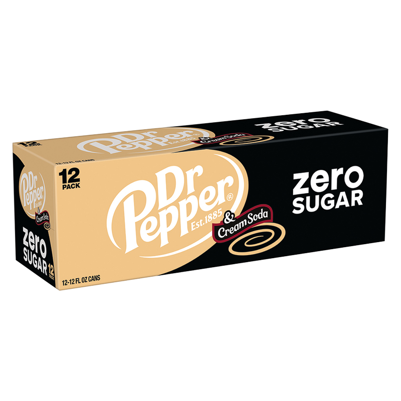 Dr Pepper & Cream Soda Zero Sugar 12pk 12oz Can Drinks fast delivery