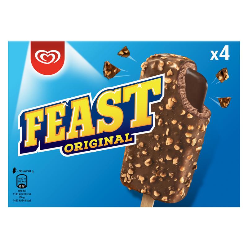 Feast Chocolate Ice Cream, 4 x 90ml