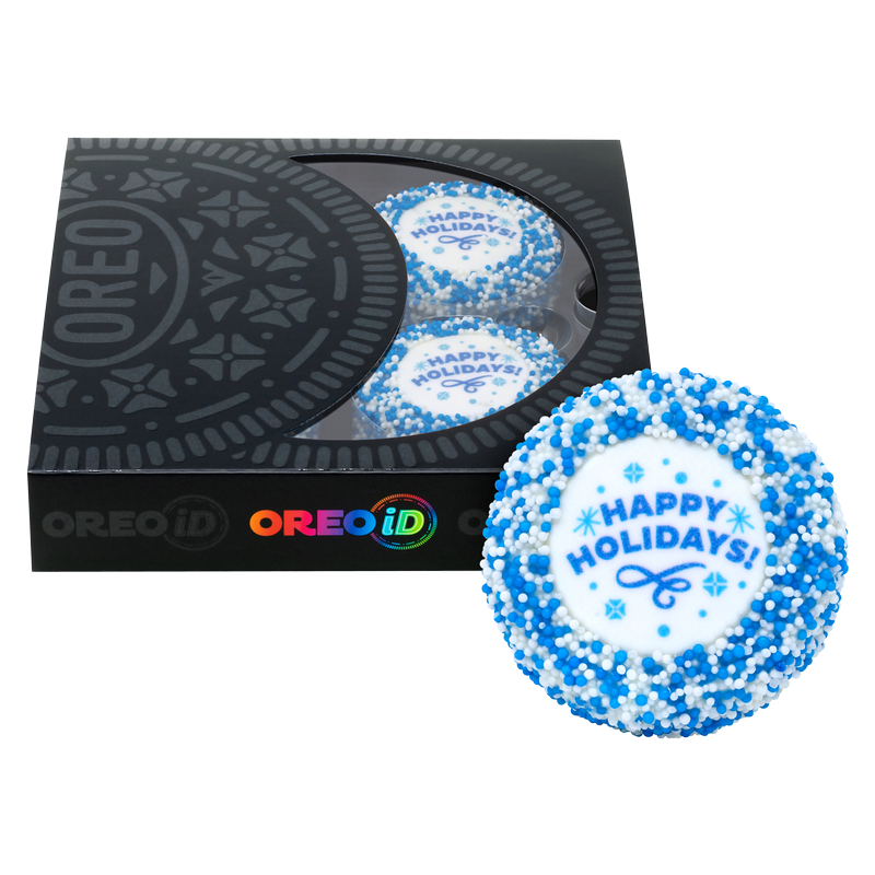 OREOiD Holiday Cookies Gift Box, Chocolate Sandwich Cookies with White Chocolate and Sprinkles, 4 Count Cookie Box