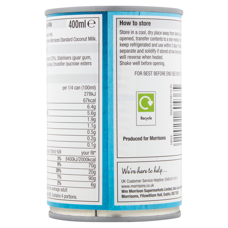 Morrisons Reduced Fat Coconut Milk, 400ml Food Cupboard fast delivery
