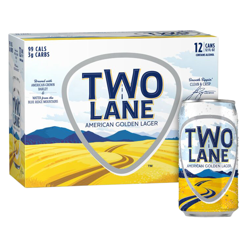 Two Lane American Golden Lager Beer 12pk 12oz Can 4.2% ABV
