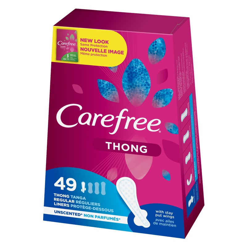 Carefree Thong Panty Liners, Unscented 49ct