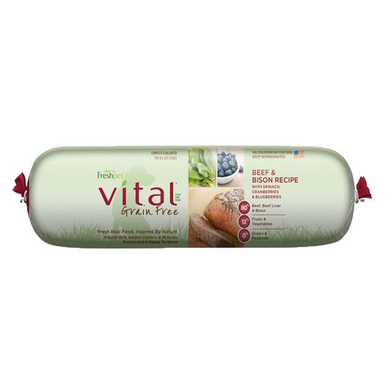Freshpet Vital Grain Free Beef and Bison Adult Wet Dog Food Roll 1lb