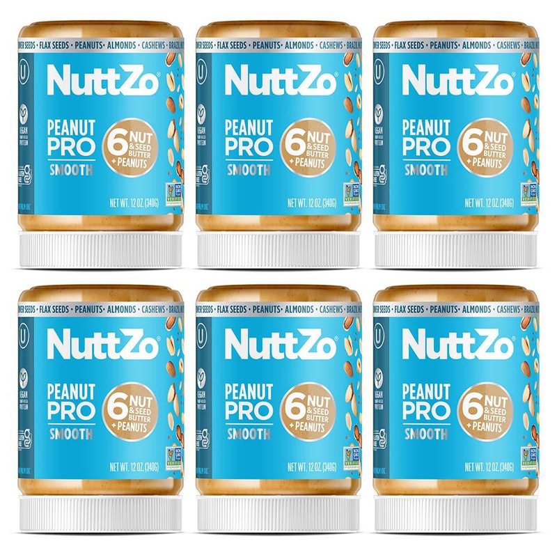 NUTTZO Nut Butters with Omega 3 Peanut Pro, Smooth, Natural 12 oz