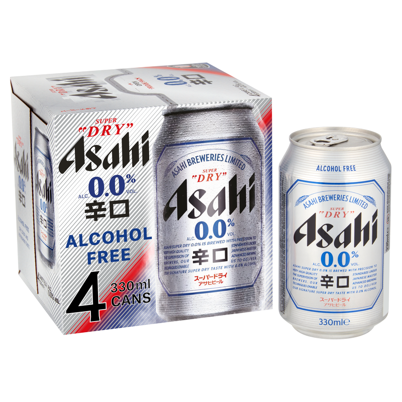 Asahi Super Dry 0.0% Alcohol Free, 4 x 330ml