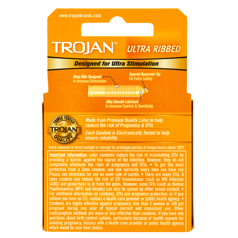 Trojan Ultra Ribbed Condoms 3ct