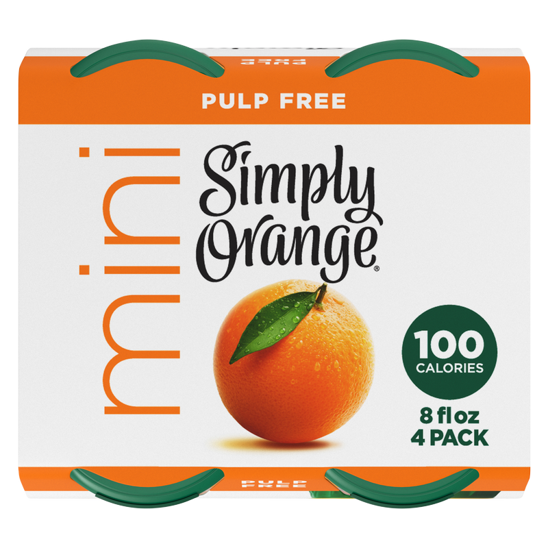 Simply Orange Mini Pulp Free Orange Juice - 4 pk - 8 oz btl