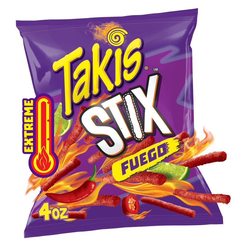 Takis Fuego Stix Spicy Corn Snack Sticks Snack Size Bag 4oz