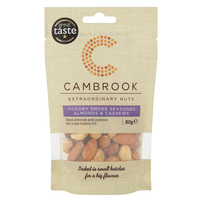 Cambrook Hickory Smoke Seasoned Almonds & Cashews, 80g