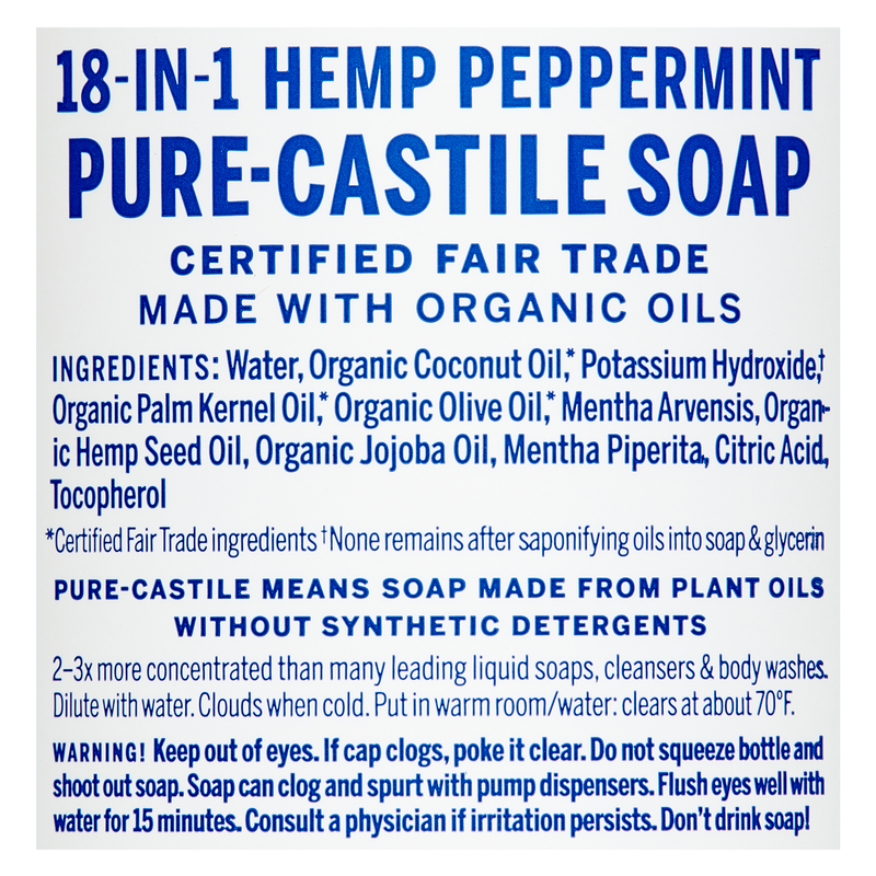 Dr. Bronner's Peppermint Castile Liquid Soap 32oz