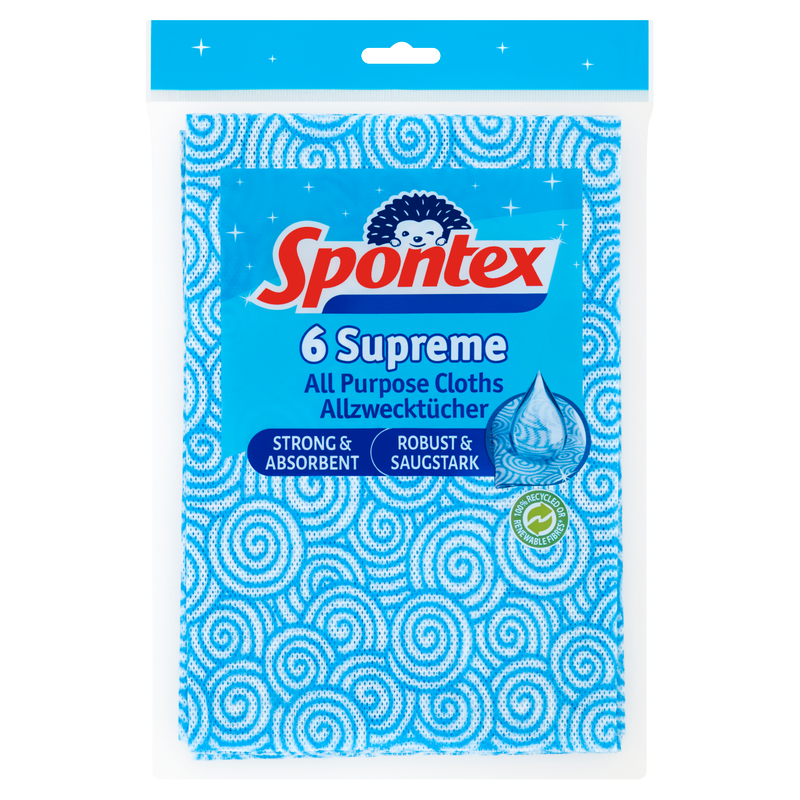 Spontex Supreme All Purpose Cloths, 6pcs
