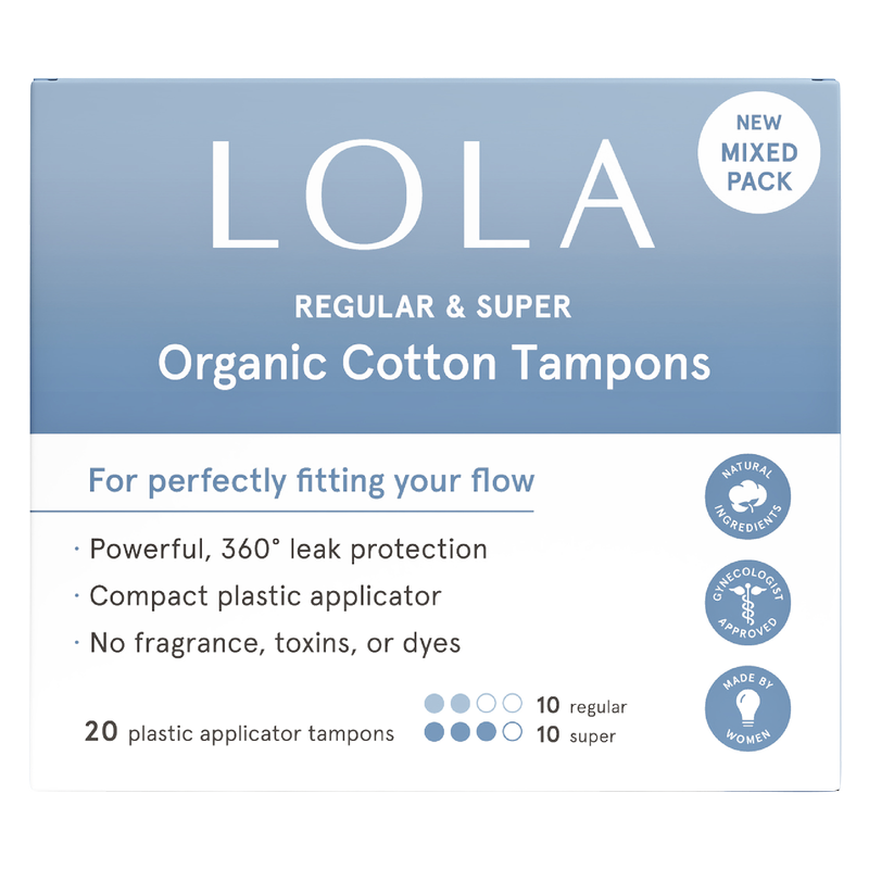 LOLA Assorted (Regular & Super) Organic Cotton Tampons 20ct