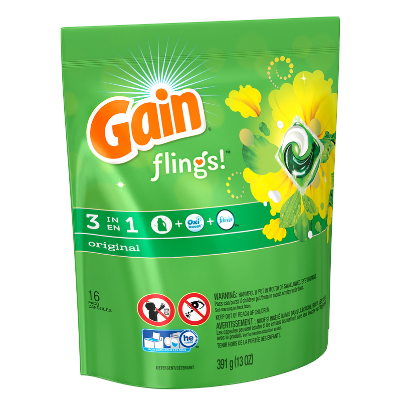 Gain Flings Original Laundry Detergent Packs 16ct