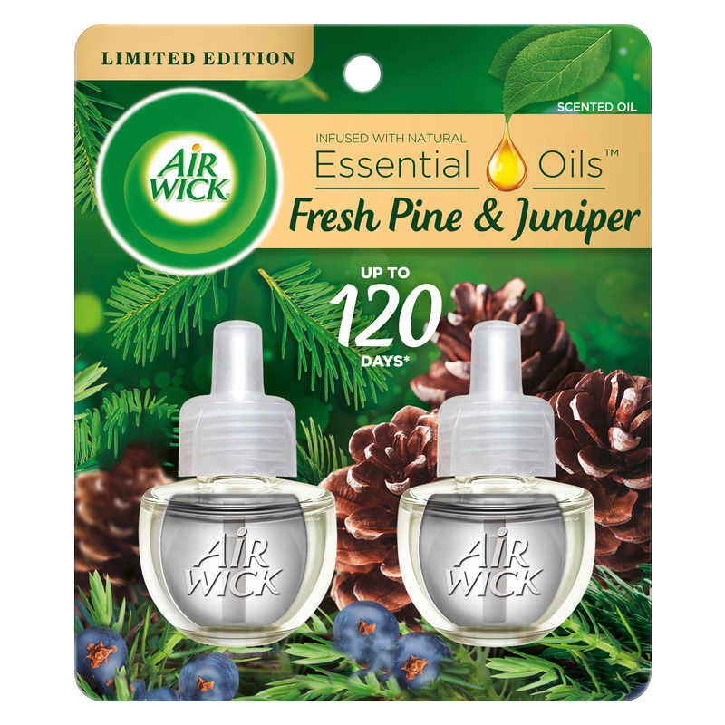 Air Wick Twin Refill Essential Oils  Fresh Pine & Juniper Scented Oil .67oz
