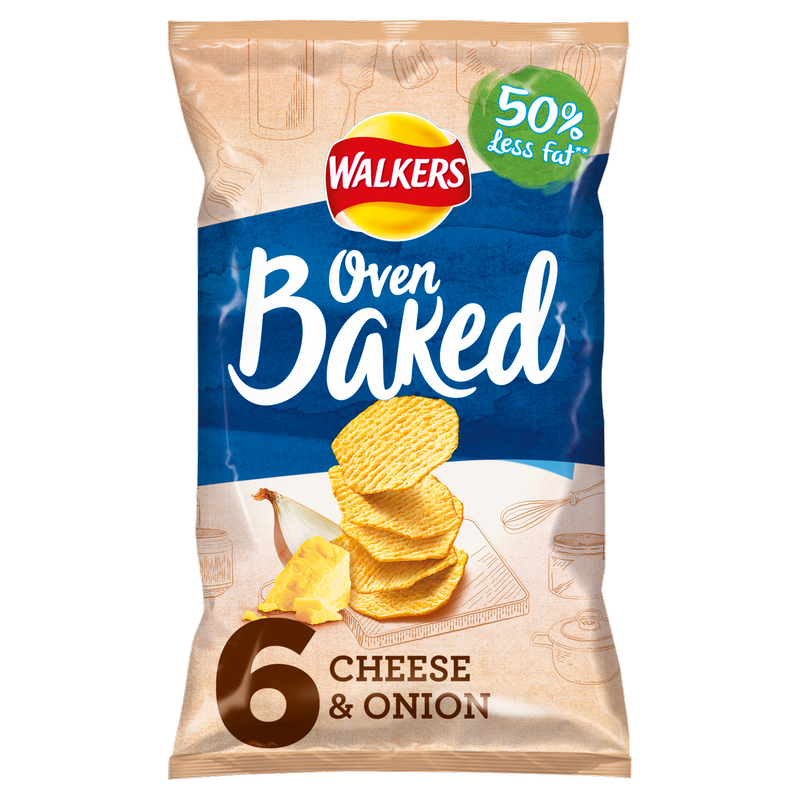 Walkers Oven Baked Cheese & Onion, 6 x 22g