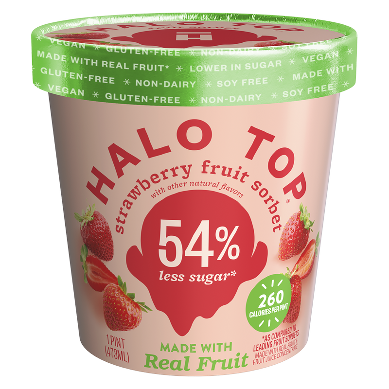Halo Top Dairy Free Dessert Real Strawberry Sorbet Pint