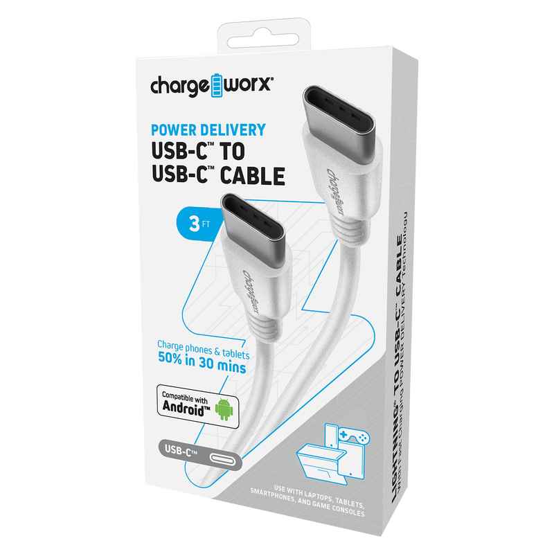 Chargeworx Power Delivery USB-C To USB-C Cable (3ft)