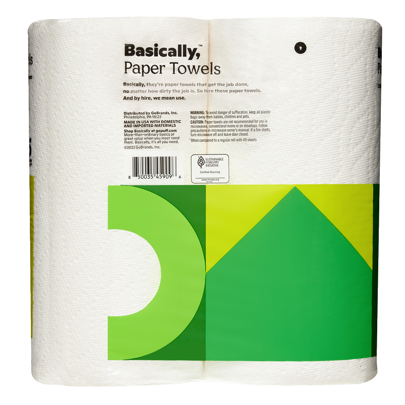Basically, 2ct Split Sheet Paper Towels Extra Large Roll