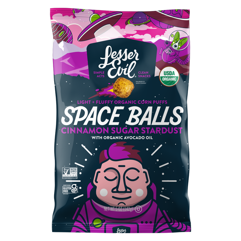 LesserEvil Space Balls Cinnamon Sugar Stardust - 5oz