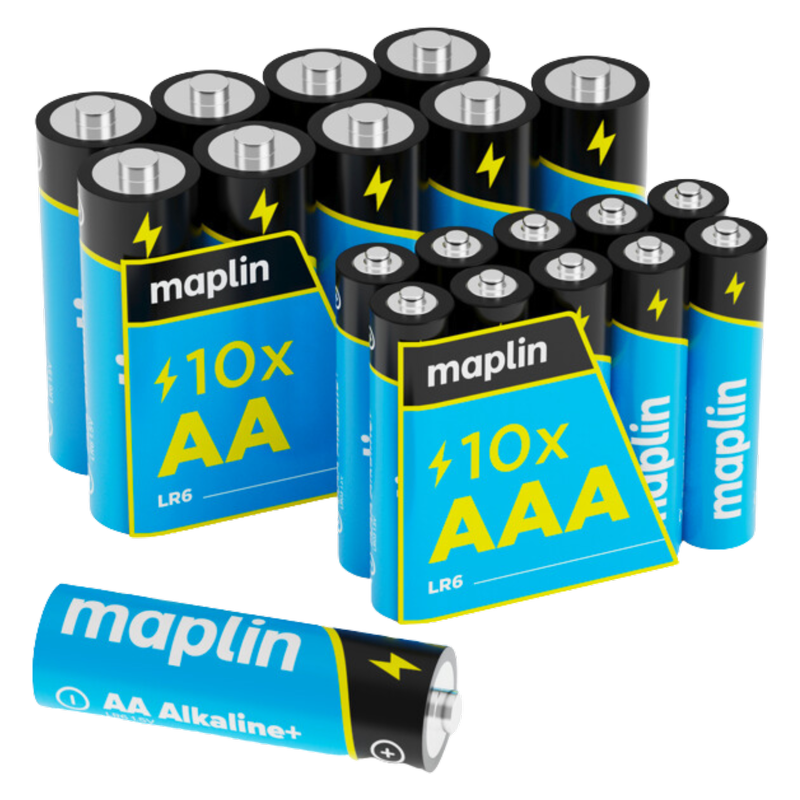 Maplin 10 AA & 10 AAA Extra Long Life Batteries, 20pcs
