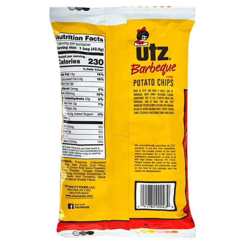 Utz BBQ Potato Chips 1.5oz